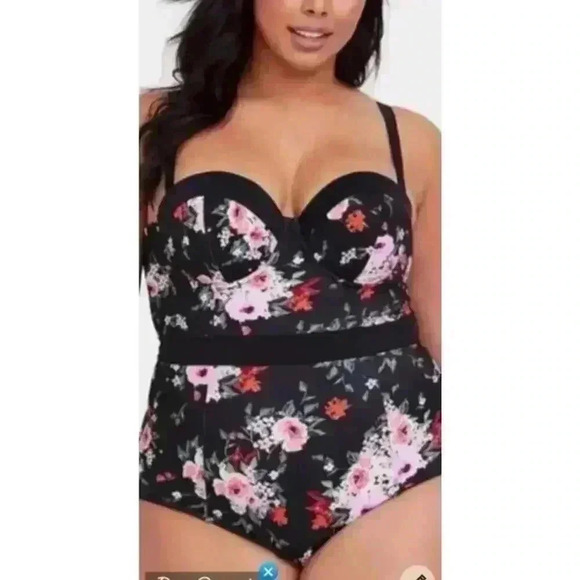 Torrid Vixen Green Palm One Piece Cut-out Swimsuit, Size 3 & 5 - Picture 7 of 9